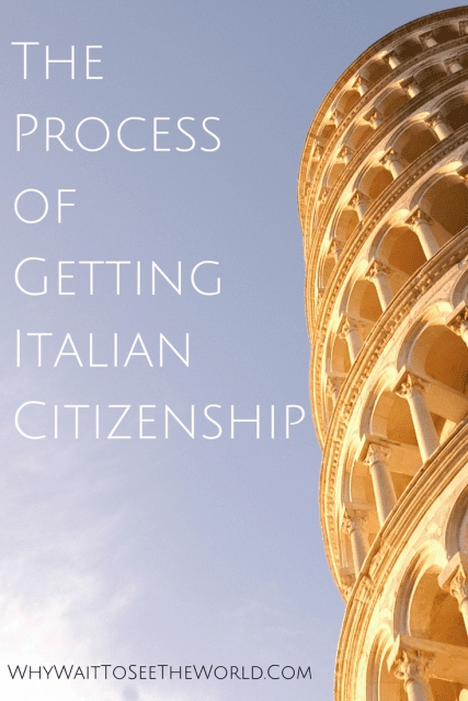 The Leaning Tower of Pisa with Text - The Process of Getting Italian Citizenship
